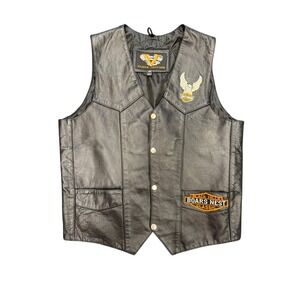 Vance Leathers Motorcycle Vest Mens 40 Black Excellent Harley Sturgis Patches
